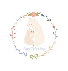 White Bear Mama With Baby Happy Mothers Day