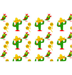 Cinco De Maio Seamless Background With Cactus