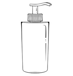 Cosmetic Bottle With Pump Dispenser Line Art