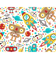 Outer Space Elements Cartoon With Funny Robot