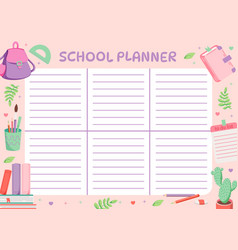 School Planner With Drawings Of Stationery