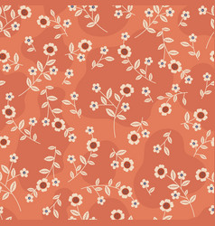 Ditsy Beige Flowers On Rust Seamless Patter