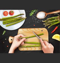 Asparagus Cutting Hands Realistic