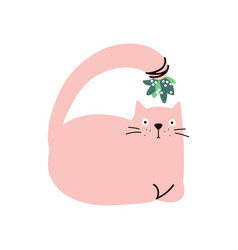 Christmas Cat With A Mistletoe