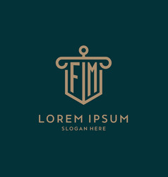 Fm Monogram Initial Logo Design With Shield