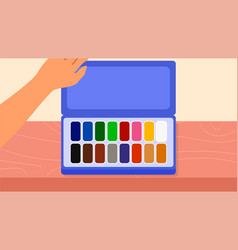 Watercolor Paints In Box Concept