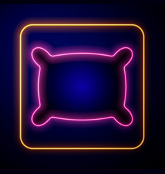 Glowing Neon Rectangular Pillow Icon Isolated