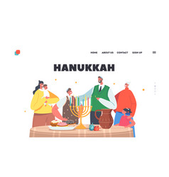 Happy Family Celebrate Hanukkah Holiday Landing