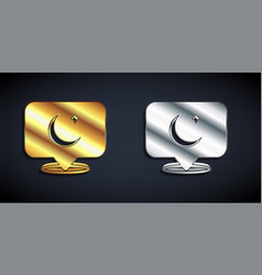 Gold And Silver Moon And Stars Icon Isolated