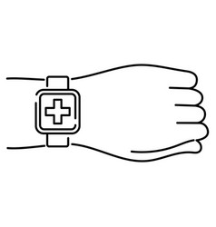 Isolated Line Icon Human Hand With A Smart