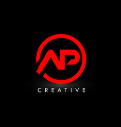 Red Ap Brush Letter Logo Design Creative Brushed