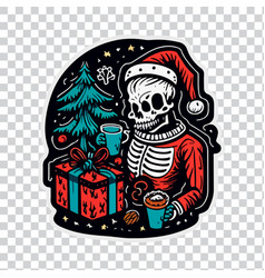 Sticker Of Christmas Cartoon Skeleton