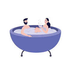 Couple Enjoying Joint Bath At Home Or Resort Flat