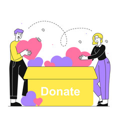 People With Donation Box Line