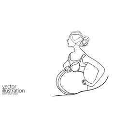 Pregnant Woman Single Continuous Line Art