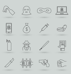 Simple Set Of Crime Related Line Icons Contains