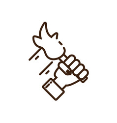 Female Hand Holding A Torch Icon Line Style