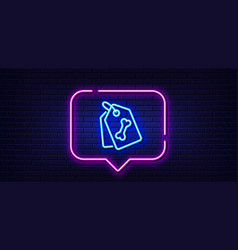 Pet Tags Line Icon Dog Bone Sign Neon Light