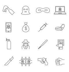 Simple Set Of Crime Related Line Icons Contains