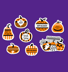 Duotone Halloween Holiday Stickers With Pumpkins