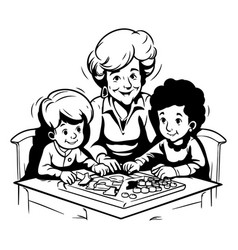 Grandmother And Grandchildren Playing Board Games