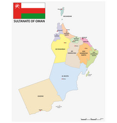 Administrative Map Of Sultanate Of Oman With Flag