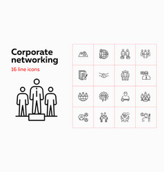 Corporate Networking Line Icon Set