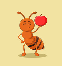 Cute Ant Lifting Apple