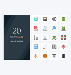 20 Sports Activities Flat Color Icon For