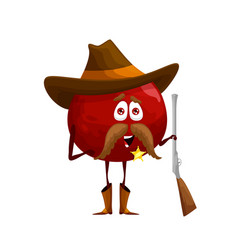 Cartoon Pomegranate Ranger Or Sheriff Character