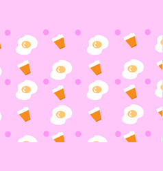 Fried Eggs And Coffee Cup Pattern Cartoon Style