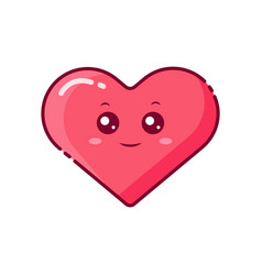 Cute Pink Heart With Kawaii Eyes For Valentines