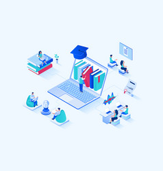 Online Studying 3d Isometric Web Design