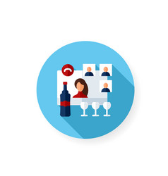 Online Wine Tasting Flat Icon