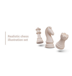 Realistic White Chess Figures In Floating Position