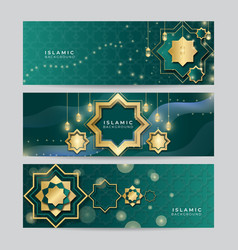 Set Of Islamic Ramadan Kareem Abstract Gold Green