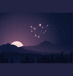 Constellation Phoenix In Dark Purple Starry Sky