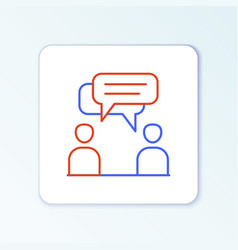 Line Two Sitting Men Talking Icon Isolated On