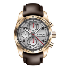 Realistic Gold Grey Watch Clock Chronograph