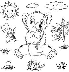 Clipart Of Cute Teddy Bear With Honey