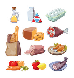 Common Everyday Food Products Cartoon Icons