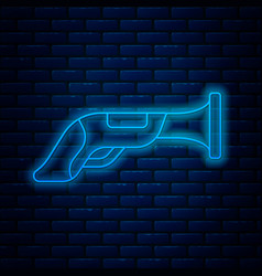 Glowing Neon Line Vintage Pistol Icon Isolated