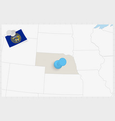 Map Of Nebraska With A Pinned Blue Pin