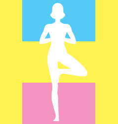 Silhouette Woman In Yoga Tree Pose Poster