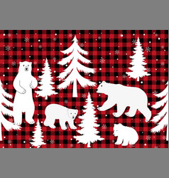 Christmas And New Year Pattern At Buffalo Plaid