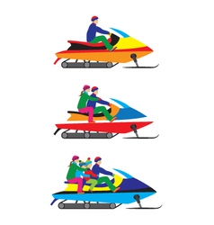 People Family On A Snowmobile Winter Sports