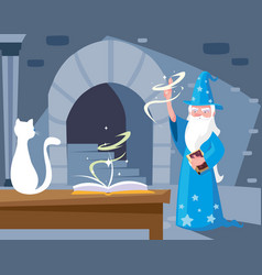 Wizard Lair Scene With Cat White