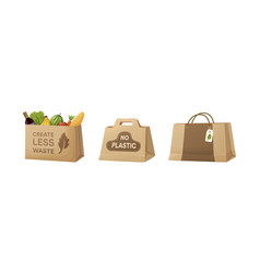 Brown Paper Bags With Groceries And Empty Set