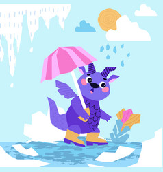 Dragon Hiding Under An Umbrella From The Rain