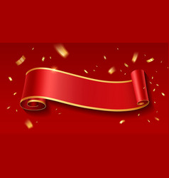 Red Ribbon Banner Small Pieces Of Gold